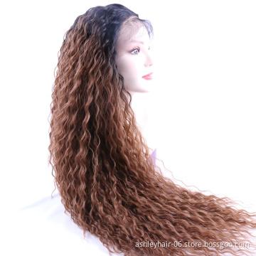quality synthetic wig premium fiber synthetic lace front wig vendor ombre color natural wave long wig